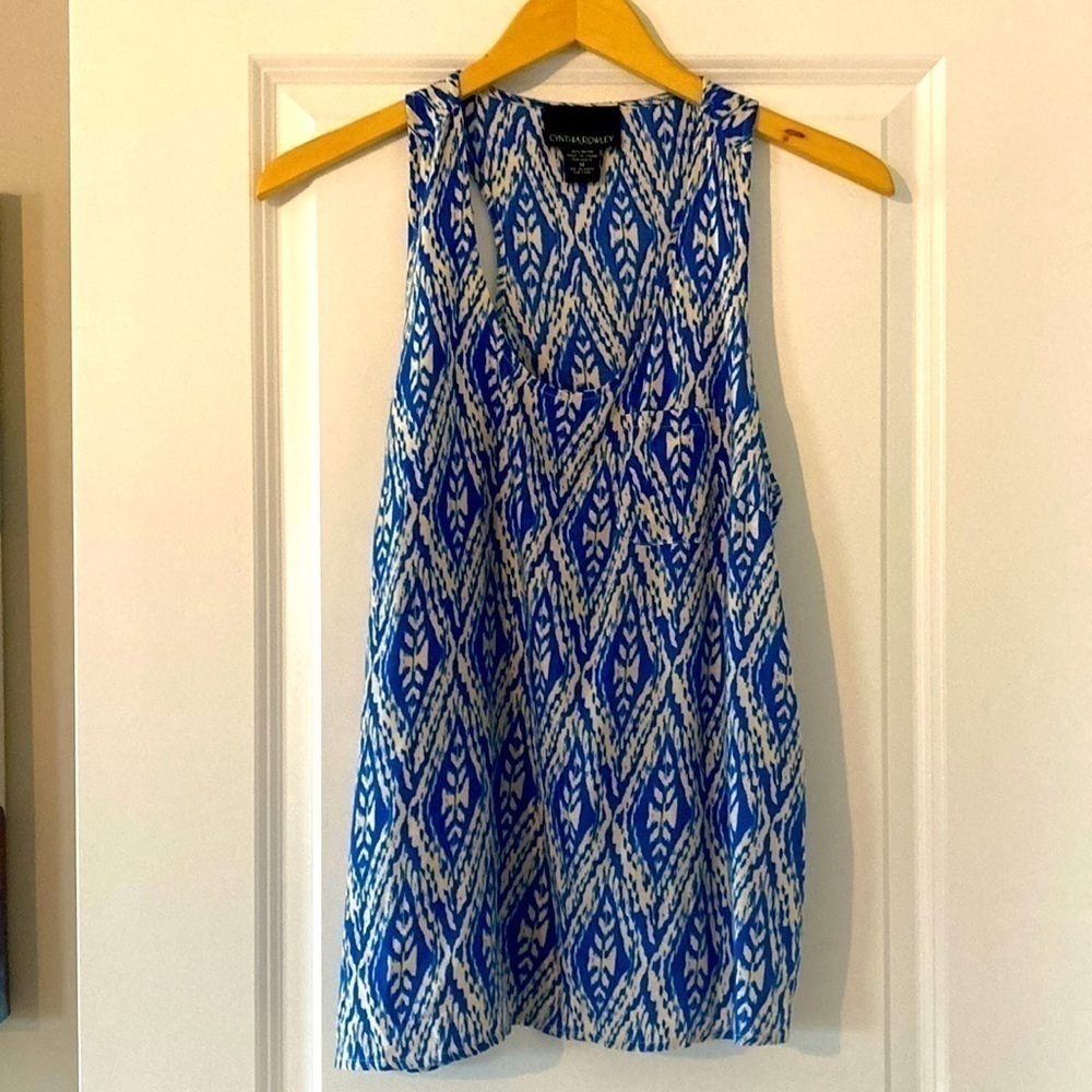 Cynthia Rowley medium blouse blue sleeveless - Picture 2 of 7